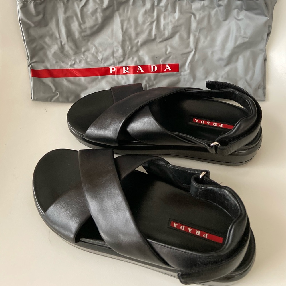 SOLD Prada Crossover Leather Strap Sandals - Picture 4 of 4